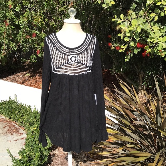 FINAL MARKDOWN Free People Crochet Waffle Knit Top - Picture 4 of 8